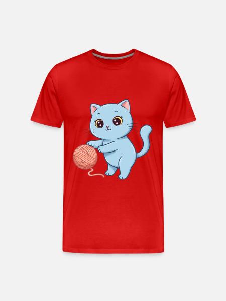 Tier Cartoon Kinderkatze - Männer Premium Bio T-Shirt - Rot