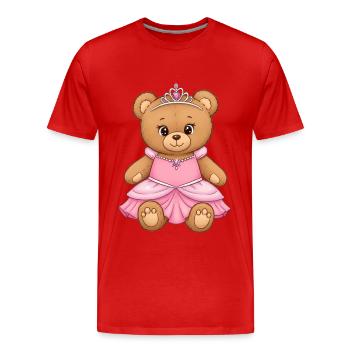Ours en peluche Princesse - T-shirt bio Premium Homme - rouge - Devant - Damien (186cm)