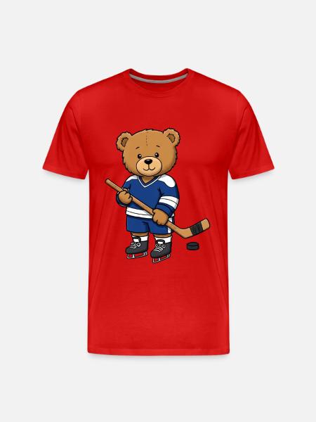 Bamse ishockeyspiller - Herre Premium T-shirt økologisk - rød
