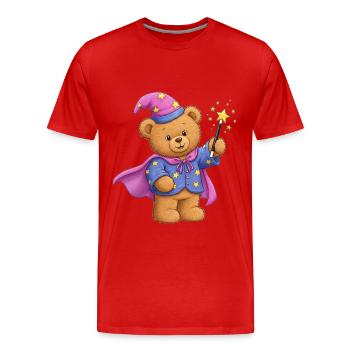 Teddybär Magier - Männer Premium Bio T-Shirt - Rot - Vorne - Damien (186cm)