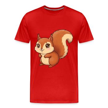 Tier Cartoon Eichhörnchen - Männer Premium Bio T-Shirt - Rot - Vorne - Damien (186cm)