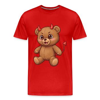 Ours en peluche Diable - T-shirt bio Premium Homme - rouge - Devant - Damien (186cm)