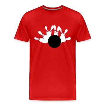 Bowling - Men's Premium Organic T-Shirt - red - Front - Damien (186cm)