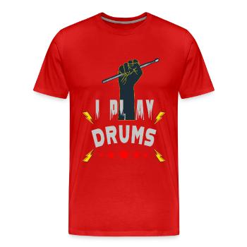 Je joue de la batterie - T-shirt bio Premium Homme - rouge - Devant - Damien (186cm)