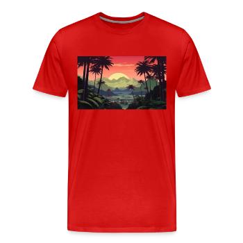Vintage Hawaiian Chic : rétro pour les respectueux de l’environnement 🌺🕶 - T-shirt bio Premium Homme - rouge - Devant - Damien (186cm)