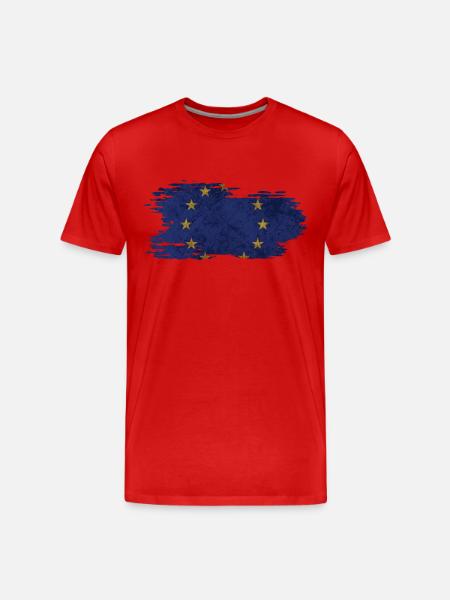 Europe - National Flag, Brush Effect - Men's Premium Organic T-Shirt - red