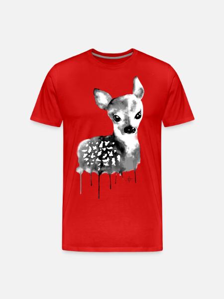 Deer Black & White - Men's Premium Organic T-Shirt - red