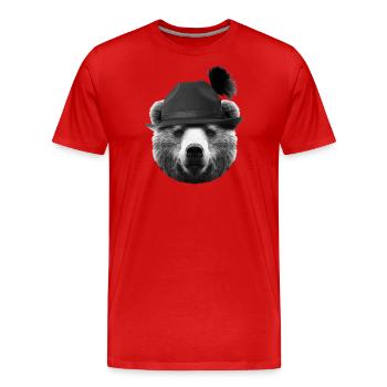 Bavaria Bear Costume Chapeau Bavière Tradition Head - T-shirt bio Premium Homme - rouge - Devant - Damien (186cm)