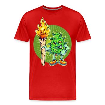 Cannabis Marijuana Weed Fumer - T-shirt bio Premium Homme - rouge - Devant - Damien (186cm)