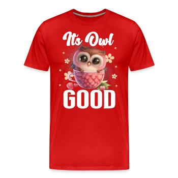 hibou hiboux son hibou bon - T-shirt bio Premium Homme - rouge - Devant - Damien (186cm)
