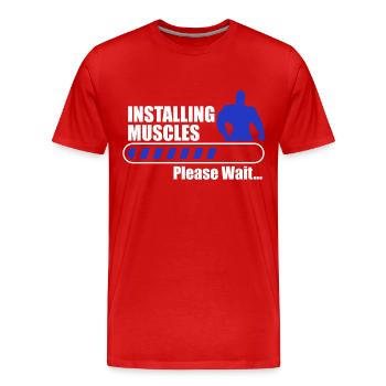 Installing muscles gym body building fitness - Männer Premium Bio T-Shirt - Rot - Vorne - Damien (186cm)