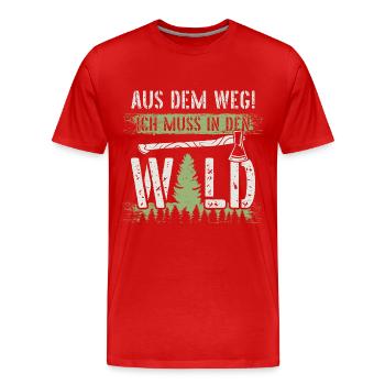 Aus dem Weg ich muss in den Wald-Holzfäller Spruch - Männer Premium Bio T-Shirt - Rot - Vorne - Damien (186cm)
