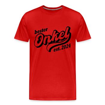 Bester Onkel 2024 - Männer Premium Bio T-Shirt - Rot - Vorne - Damien (186cm)
