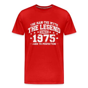 1975 Vintage Born Man Mythe Légende - T-shirt bio Premium Homme - rouge - Devant - Damien (186cm)