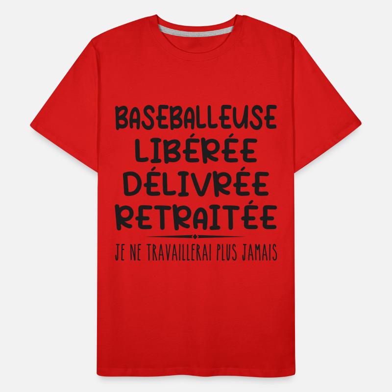 Baseballeuse célèbre sa retraite avec humour cadea T-shirt bio Premium Homme