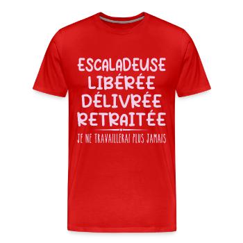 Escaladeuse célèbre sa retraite avec humour cadeau - T-shirt bio Premium Homme - rouge - Devant - Damien (186cm)