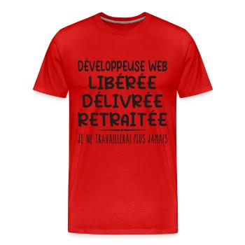 Développeuse web célèbre sa retraite avec humour - T-shirt bio Premium Homme - rouge - Devant - Damien (186cm)