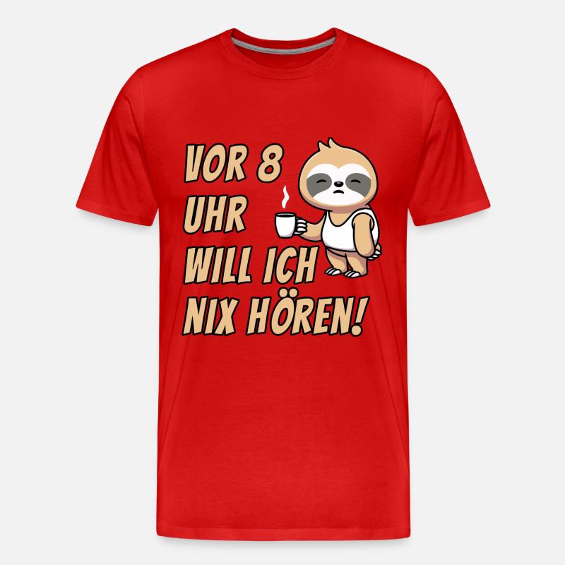 Vor 8 Uhr - Männer Premium Bio T-Shirt - Rot