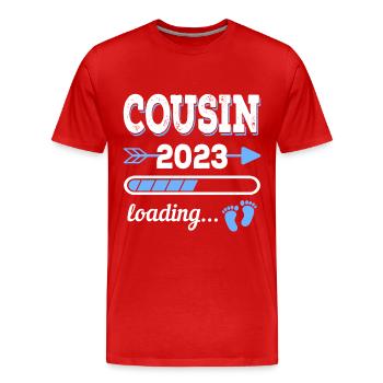 Großer Cousin 2023 Geburt Geschenkidee - Männer Premium Bio T-Shirt - Rot - Vorne - Damien (186cm)