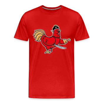 Humor Hen Funny Animal Pirate Rooster Chicken Hen - Men's Premium Organic T-Shirt - red - Front - Damien (186cm)