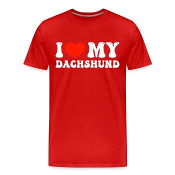 I Love My Dachshund - Men's Premium Organic T-Shirt - red - Front - Damien (186cm)