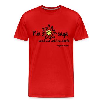 Nix saga | no därfa T-Shirts - Männer Premium Bio T-Shirt - Rot - Vorne - Damien (186cm)