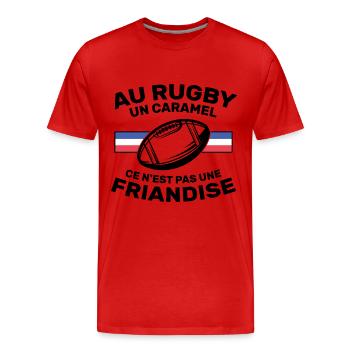 Au Rugby Un Caramel C'est Pas Une Friandise - T-shirt bio Premium Homme - rouge - Devant - Damien (186cm)