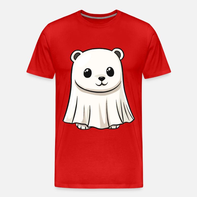 Eisbär Halloween Comic Geist - Männer Premium Bio T-Shirt - Rot
