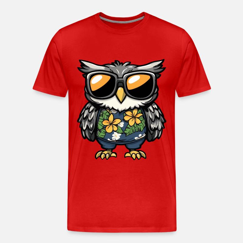 Eule Comic Lustig Sommer - Männer Premium Bio T-Shirt - Rot