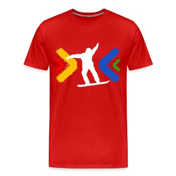 Ski Snowboard Planche Ski Sports d'Hiver - T-shirt bio Premium Homme - rouge - Devant - Damien (186cm)