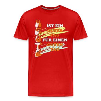 Einer schöner Tag für einen schönen Tag - Männer Premium Bio T-Shirt - Rot - Vorne - Damien (186cm)