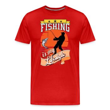 Fishing is my Lifestyle Fisherman - Men's Premium Organic T-Shirt - red - Front - Damien (186cm)