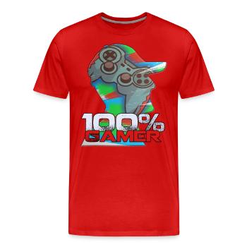 Gamer to 100% Gaming Player - Men's Premium Organic T-Shirt - red - Front - Damien (186cm)