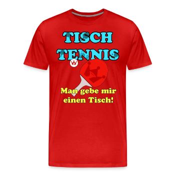 Tischtennis Tischtennisschläger Tischtennisball - Männer Premium Bio T-Shirt - Rot - Vorne - Damien (186cm)