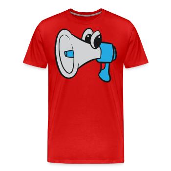 Mégaphone / Mégaphone - Bleu avec les yeux - T-shirt bio Premium Homme - rouge - Devant - Damien (186cm)