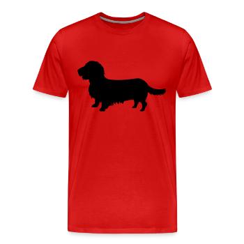 Rough-haired dachshund - Men's Premium Organic T-Shirt - red - Front - Damien (186cm)