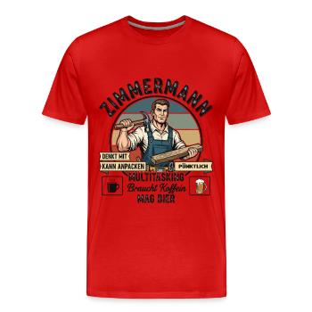 Der Zimmermann - Männer Premium Bio T-Shirt - Rot - Vorne - Damien (186cm)
