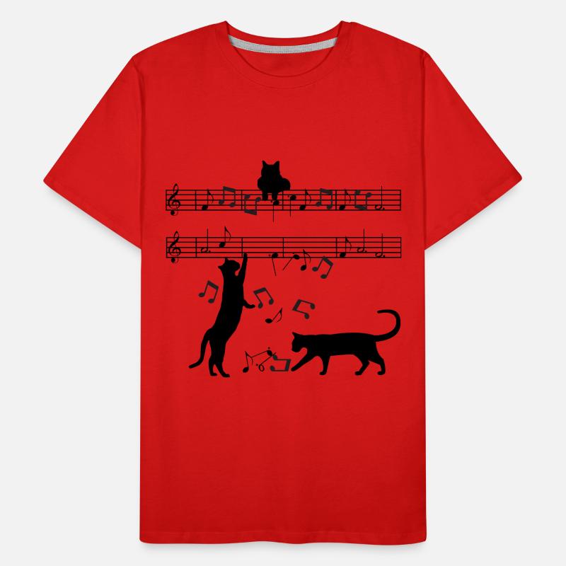 Cat plays with musical notes Men's Premium Organic T-Shirt