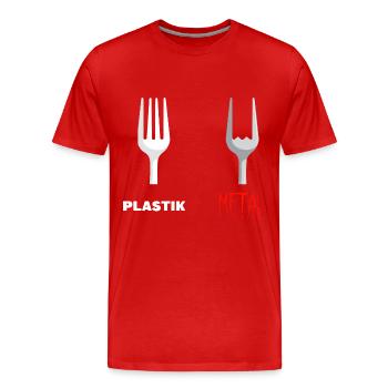 Fourchette Plastic Metal Musique - T-shirt bio Premium Homme - rouge - Devant - Damien (186cm)