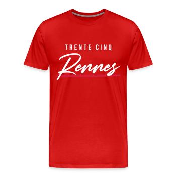 Rennes 35 Frankreich Kennzeichen - Männer Premium Bio T-Shirt - Rot - Vorne - Damien (186cm)