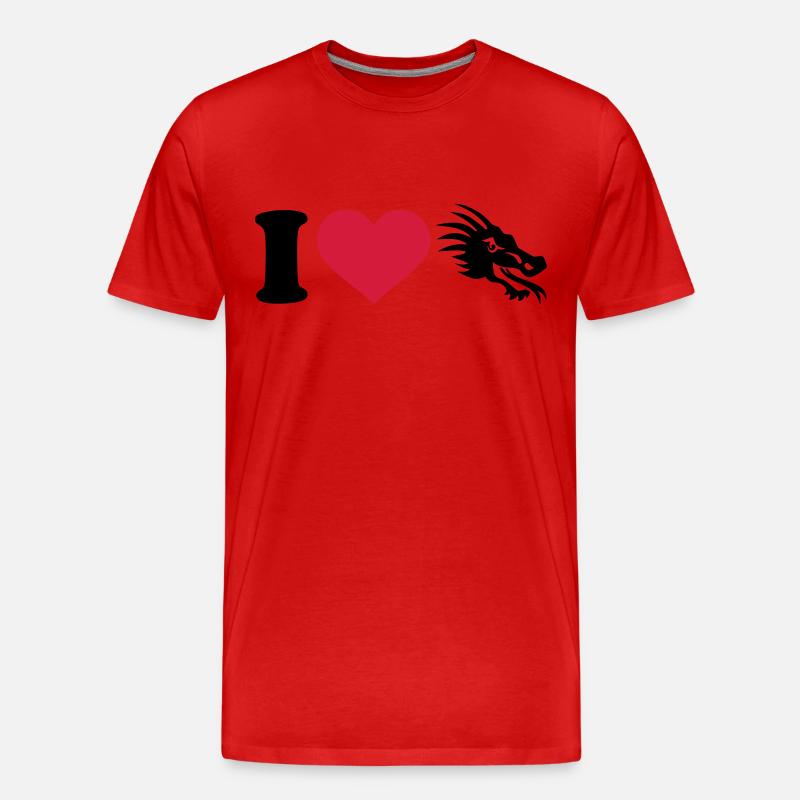 I love dragons - T-shirt bio Premium Homme - rouge