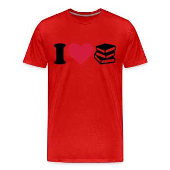 Bücher - Männer Premium Bio T-Shirt - Rot - Vorne - Damien (186cm)
