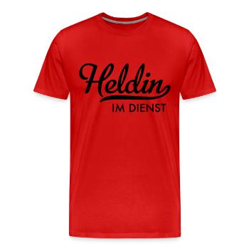 Heldin im Dienst - Männer Premium Bio T-Shirt - Rot - Vorne - Damien (186cm)
