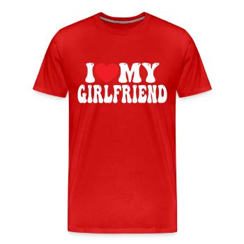 I Love My Girlfriend - Männer Premium Bio T-Shirt - Rot - Vorne - Damien (186cm)