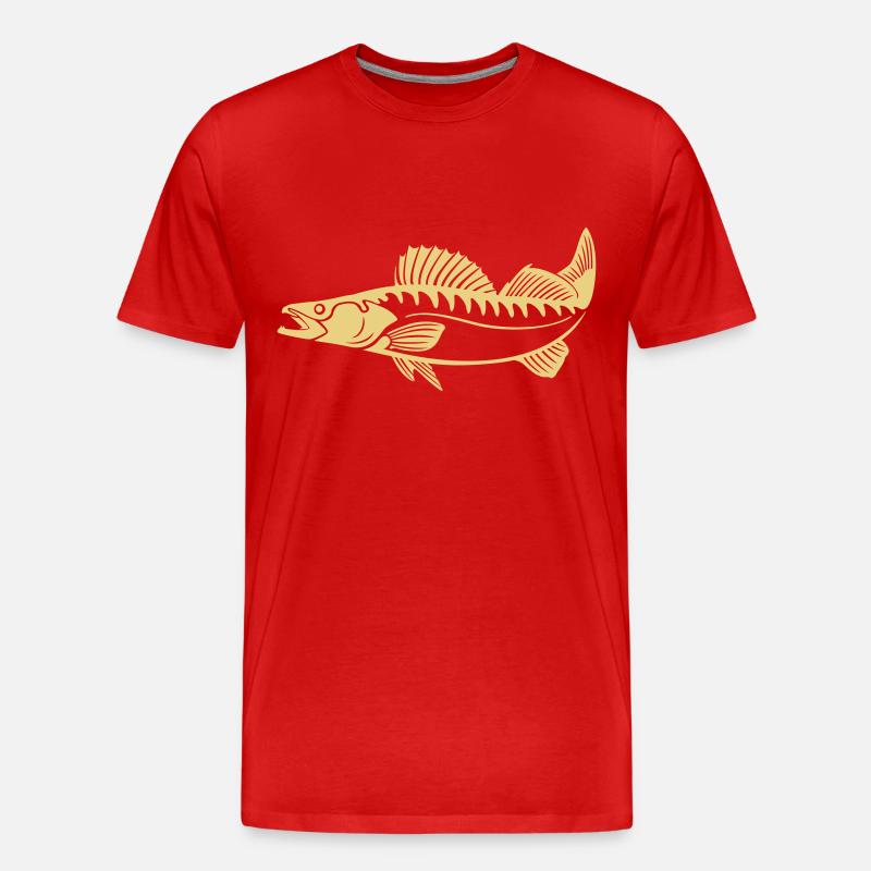 Zander (Pikeperch) - Männer Premium Bio T-Shirt - Rot