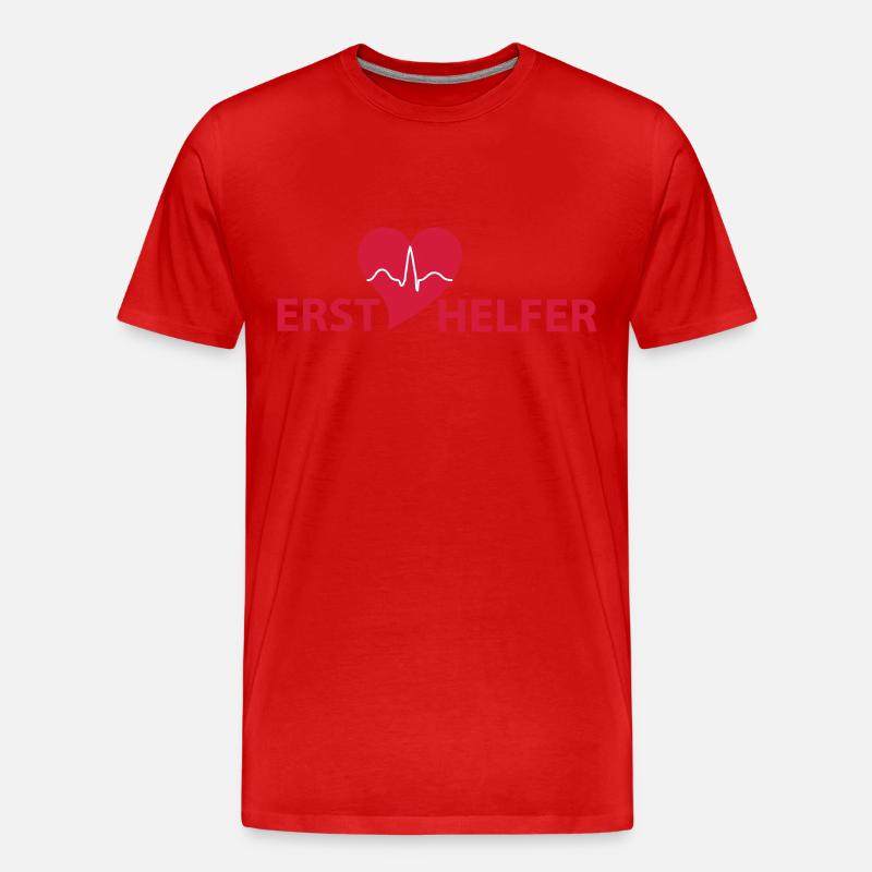 ersthelfer - Männer Premium Bio T-Shirt - Rot