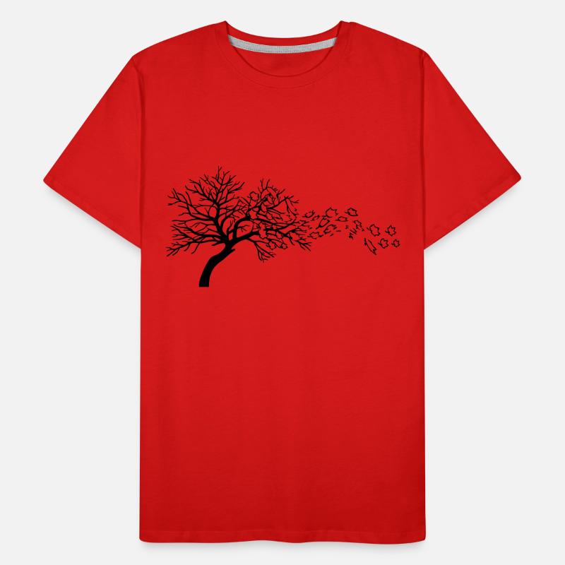 Herbstblätter wind baum Männer Premium Bio T-Shirt