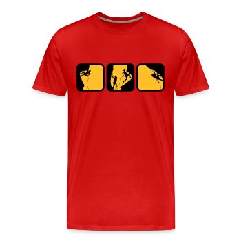 klettern frau mann logos 3 kästen abends - Männer Premium Bio T-Shirt - Rot - Vorne - Damien (186cm)