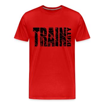 larmes noires vieux train scratch stars textlogo s - T-shirt bio Premium Homme - rouge - Devant - Damien (186cm)