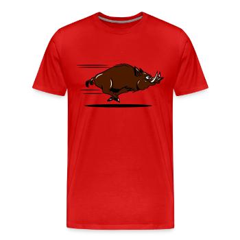 sanglier courant drôle - T-shirt bio Premium Homme - rouge - Devant - Damien (186cm)